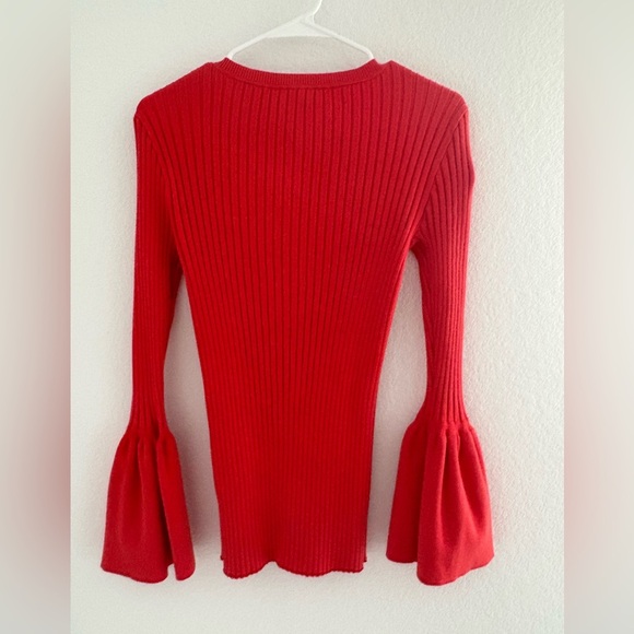 CAbi Red Ribbed Bell Sleeve Sweater - Picture 9 of 13